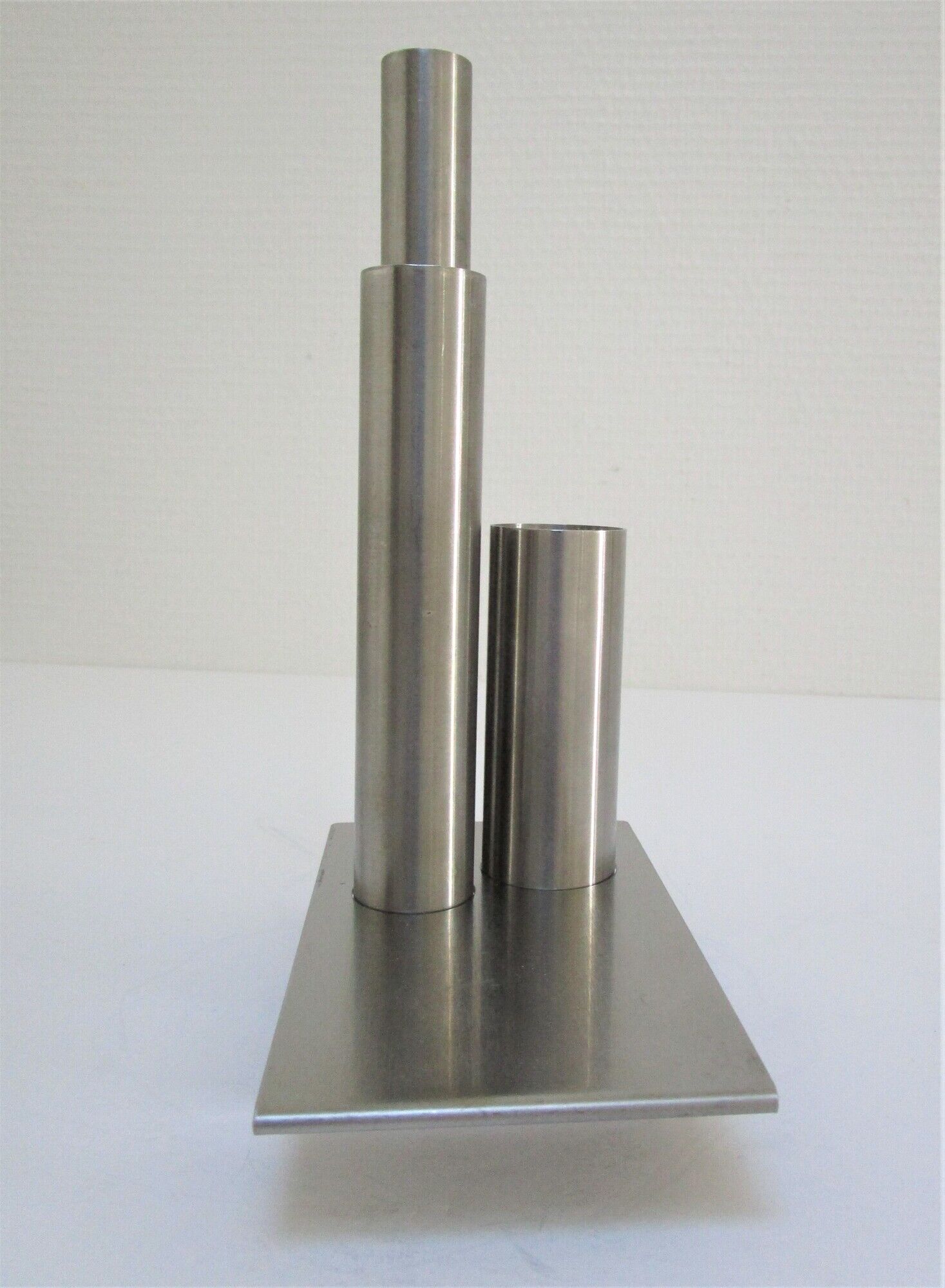 Sculptural vase stainless steel tubes design 70s space age letang remy