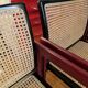Pascal Mourgue rare set of 3 caned sleigh armchairs in lacquered wood for vintage 80s triconfort