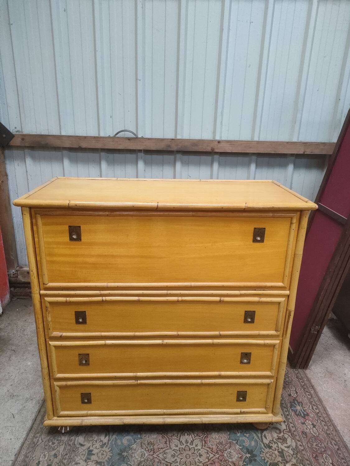Dal Vera bamboo chest of drawers, Italian design, 70s
