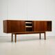Rosewood and Teak Low Sideboard with Sliding Doors, 1960s