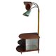 Illuminated cocktail cabinet in brown walnut and brass, multicoloured lampshades, 1950s.