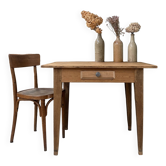 Petit bureau vintage en chêne et pin massif (rénové)