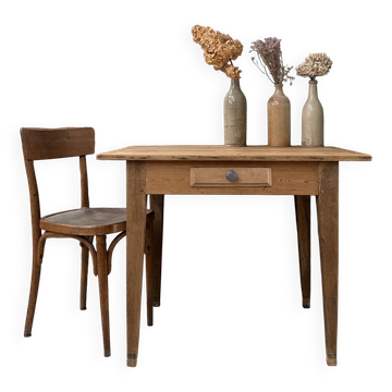 Small vintage desk in oak and solid pine (renovated)