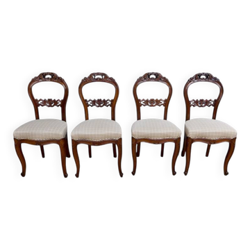 Set of 4 mahogany chairs, Napoléon III period - second half of the 19th century.