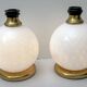 Pair of Mid-Century Modern Brass and Blown Murano Glass Table Lamps, 1970s
