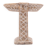Moroccan candle holder in beige stone, 1970s