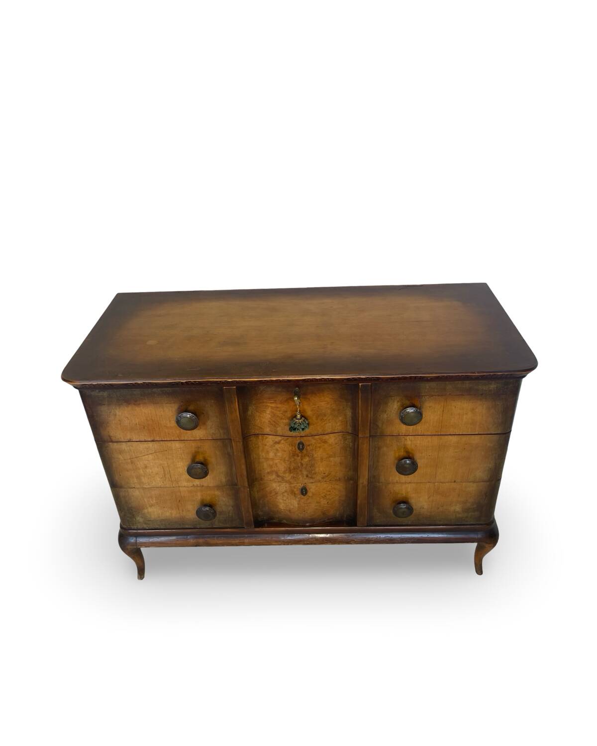 Commode italienne en placage et bois massif de noyer, années 1940-1950