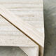 Up & Up large Italian Brutalist travertine coffee table, two-piece geometric mod