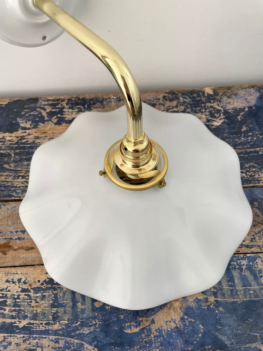 New electrified white opaline wall lamp