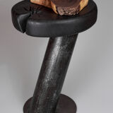 Solid wood sculptural side table, original contemporary design, logniture