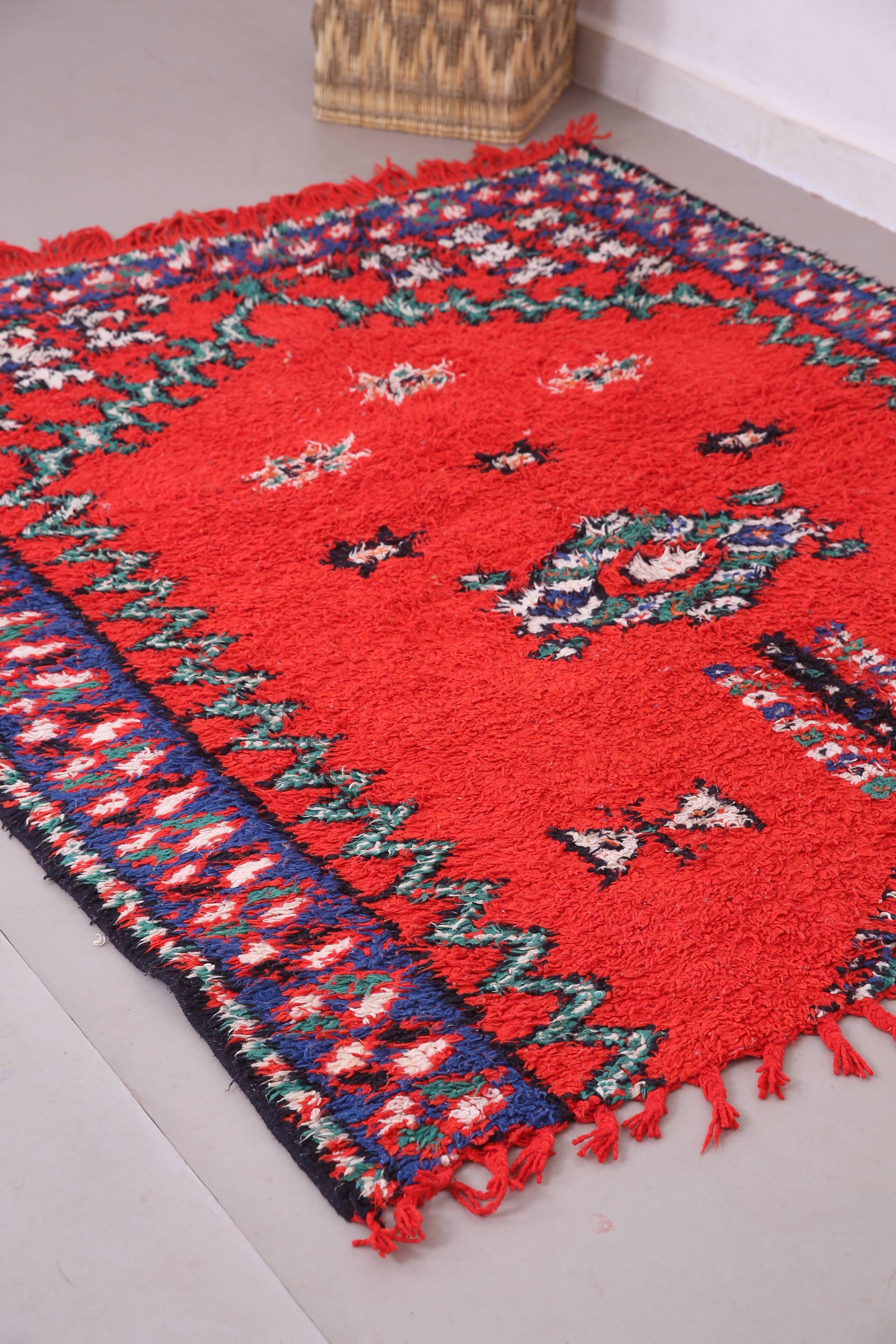Red Vintage Moroccan Rug 167 x 190 cm - Berber Wool Rug - Handmade Rug Boho