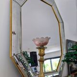 Miroir octogonal à parcloses en laiton par Jan Deknudt