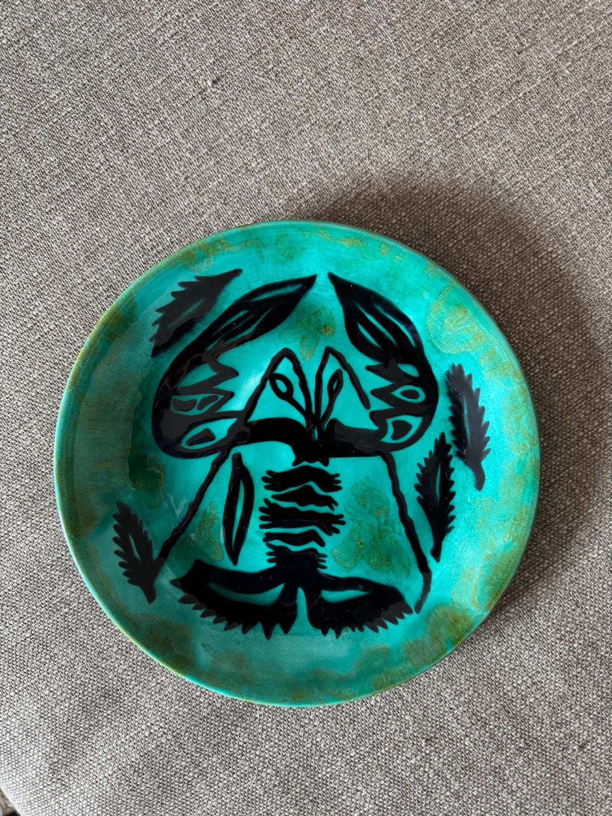 Glazed ceramic plate by Jean Lurçat, circa 1950.