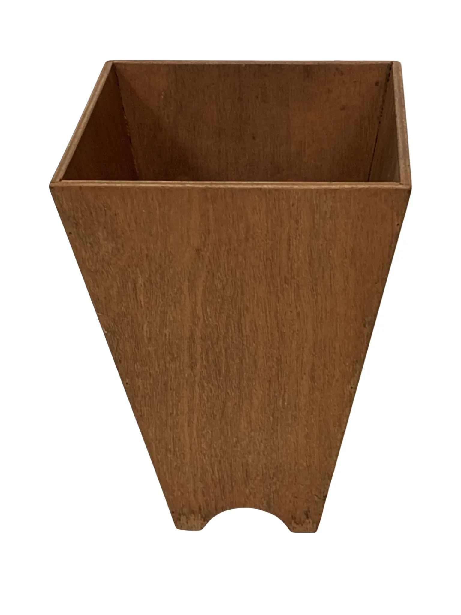 Vintage wooden planter with a minimalist, geometric design