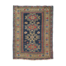 Handwoven blue ground persian rug with bird-like figures
