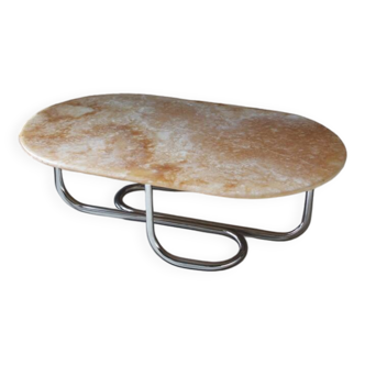 Space Age chrome and onyx coffee table