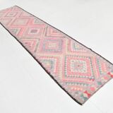 Pink Kilim Runner Rug, 94x404Cm