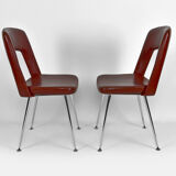 Pair of chairs in chrome and skaï, circa 1960