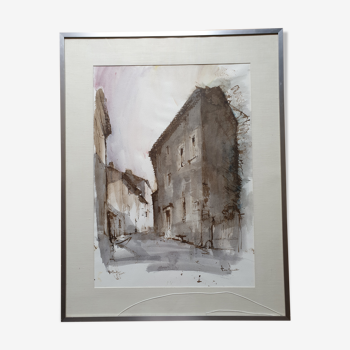 Tableau aquarelle originale José Van Gucht Saint Paul de Vence