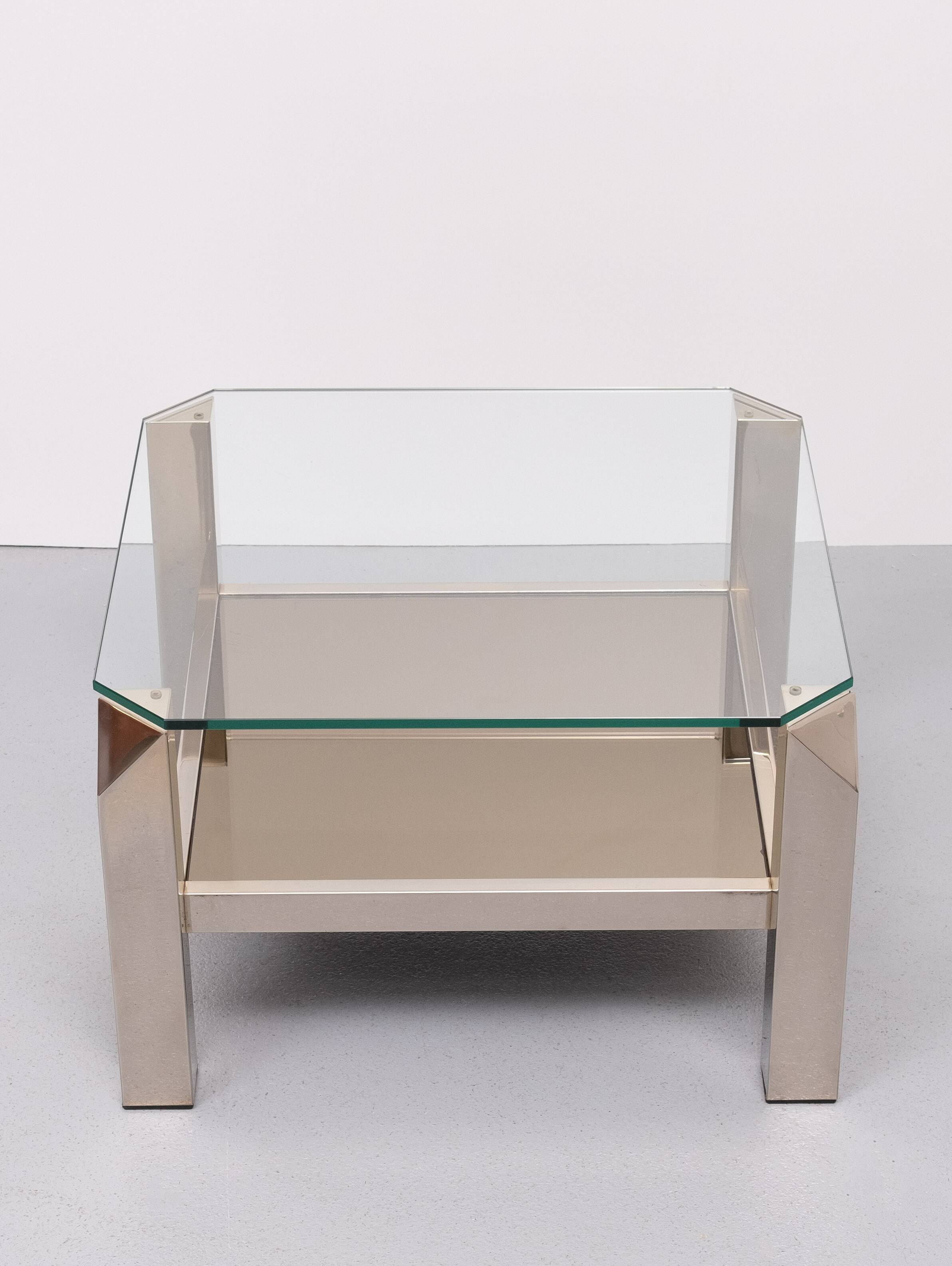 Mid century Modern Square Chrome & Glass Coffee Table by Belgo chrome, 1970s