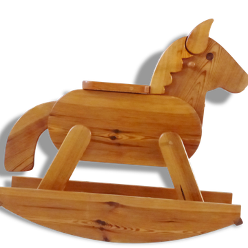 Superb horse rocking in 1970-1980 vintage seventies French rocking horse pine