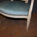 Pair Of Louis XVI Style Armchairs In White Lacquered Walnut Around 1900