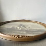 Cadre ovale en bois antique 32 cm x 25 cm