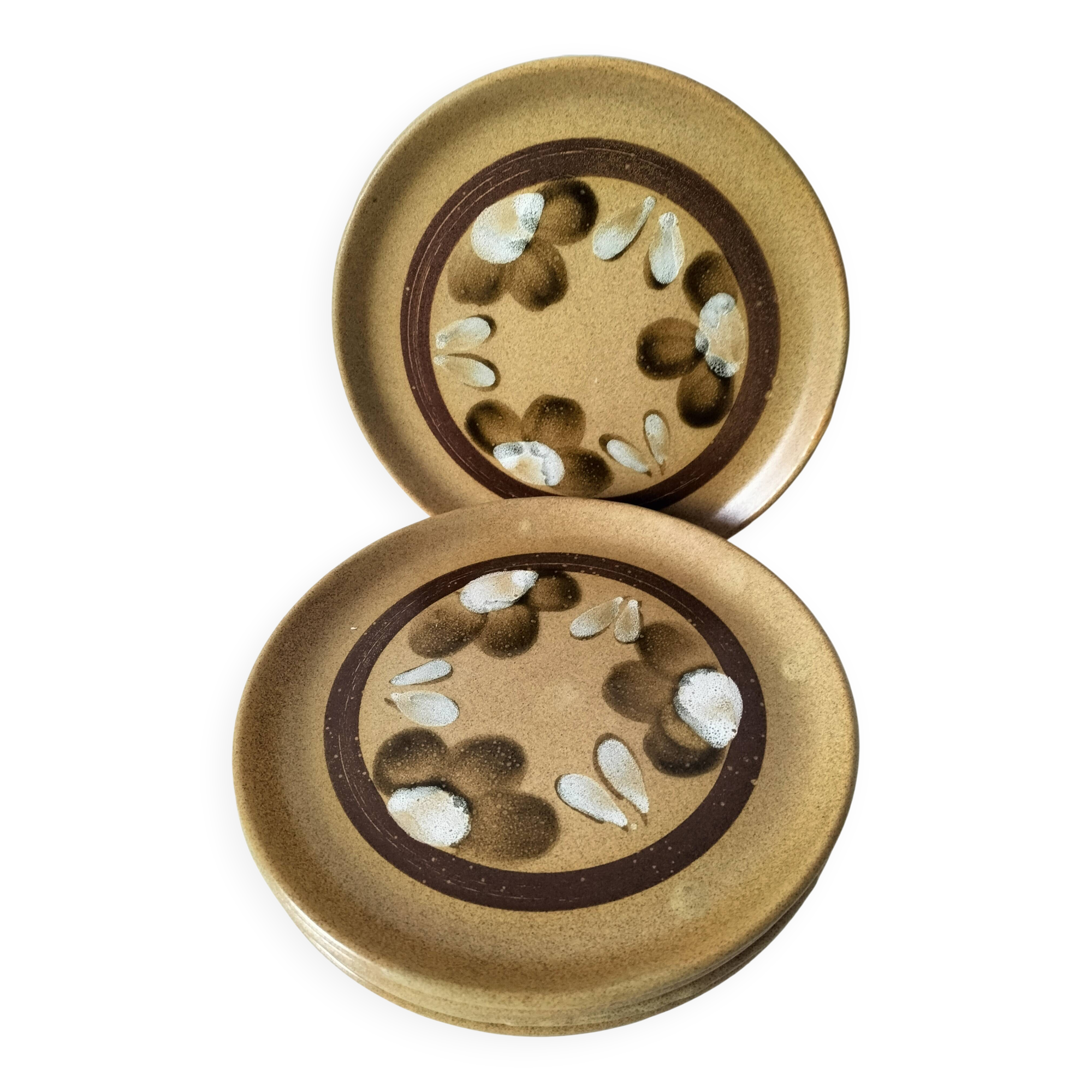 6 dessert plates in stoneware Atelier d’Art Lorraine Sarreguemines