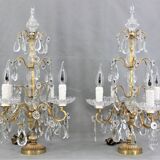 Paire girandoles chandelier bronze & cristal style Louis XV
