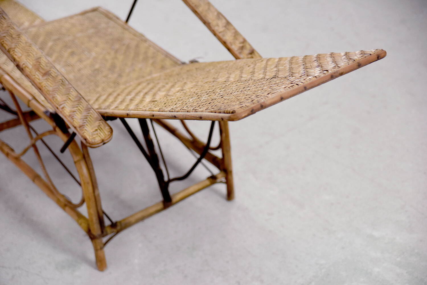Bauhaus rattan armchair with ottoman by Erich Dieckmann, 1930s
