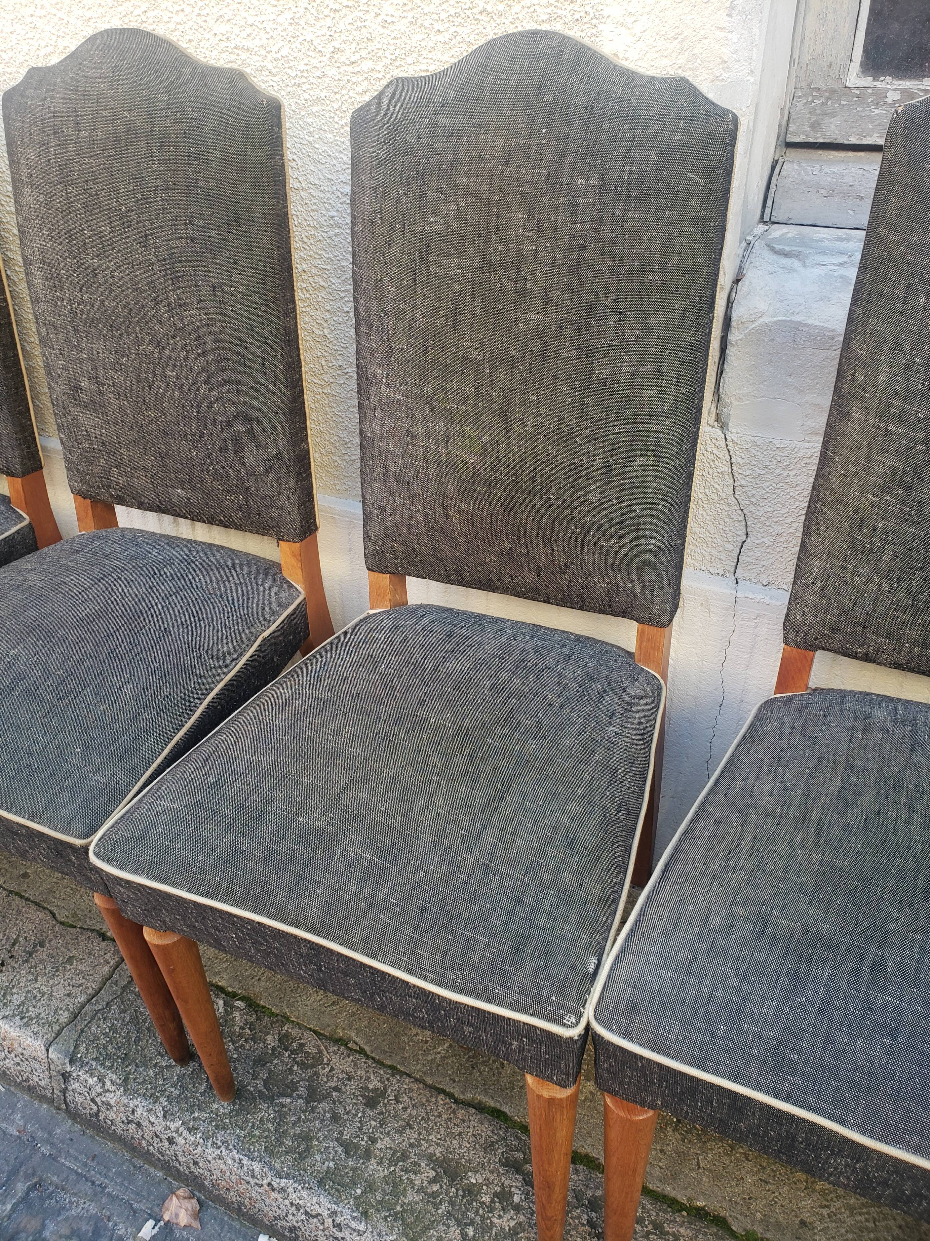 8 vintage chairs lined grey black