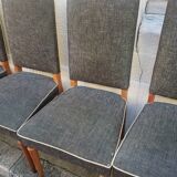 8 vintage chairs lined grey black