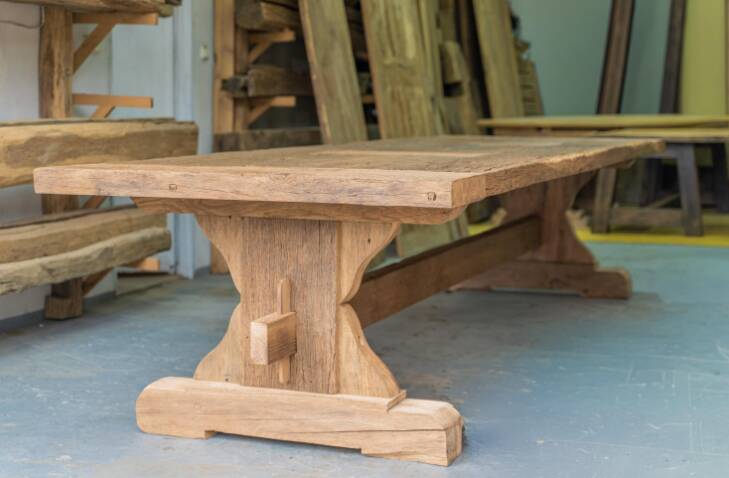 400 × 120 Reclaimed Oak Dining Table : Rustic Barn Wood, Handmade