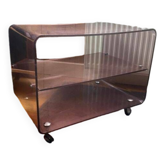 Paire de table basse plexiglass -Roche bo bois vintage