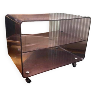 Pair of plexiglass coffee tables - Roche bo vintage wood