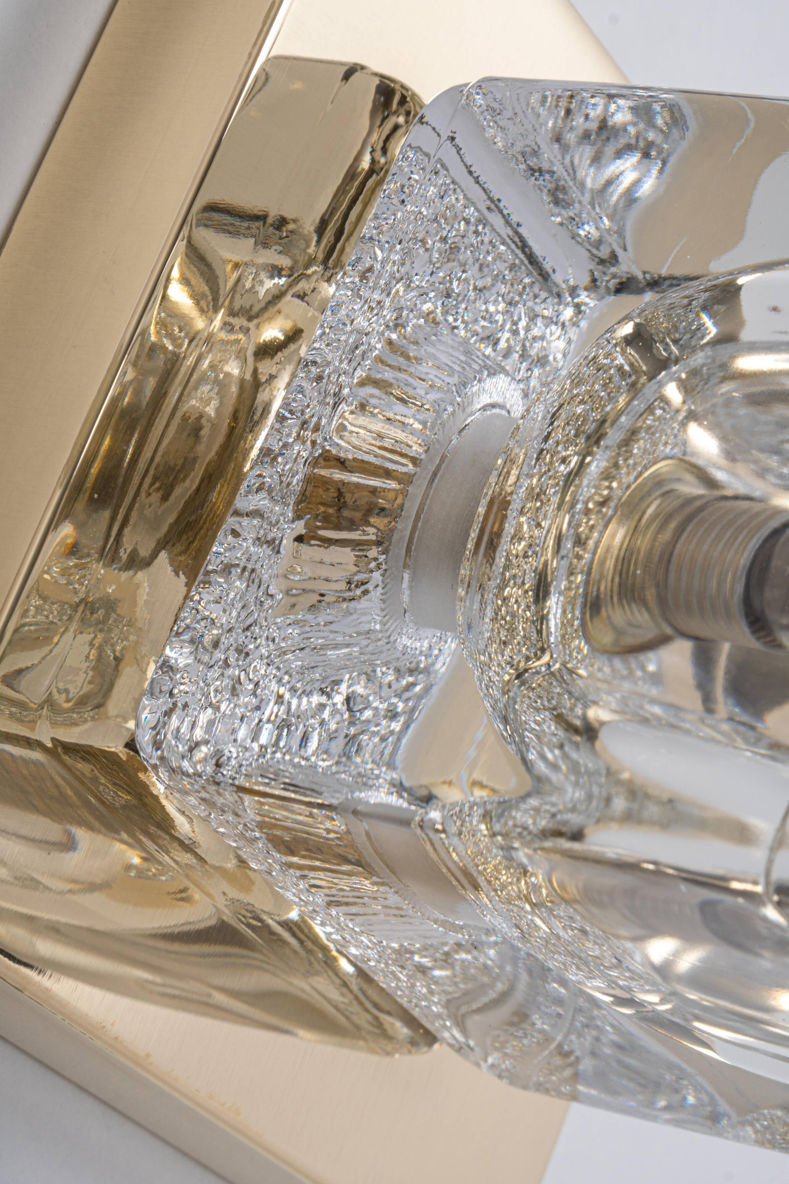 Crystal and brass wall sconce Small by Peill & Putzler, Germany 1970s