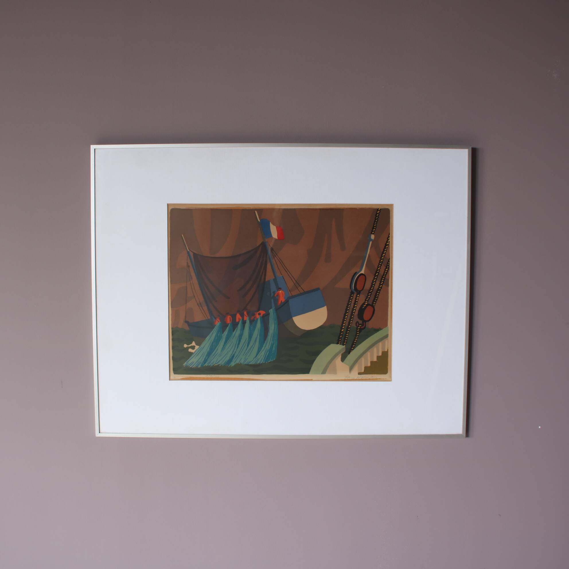 1950s Framed lithograph by Lars Norrman, Sweden