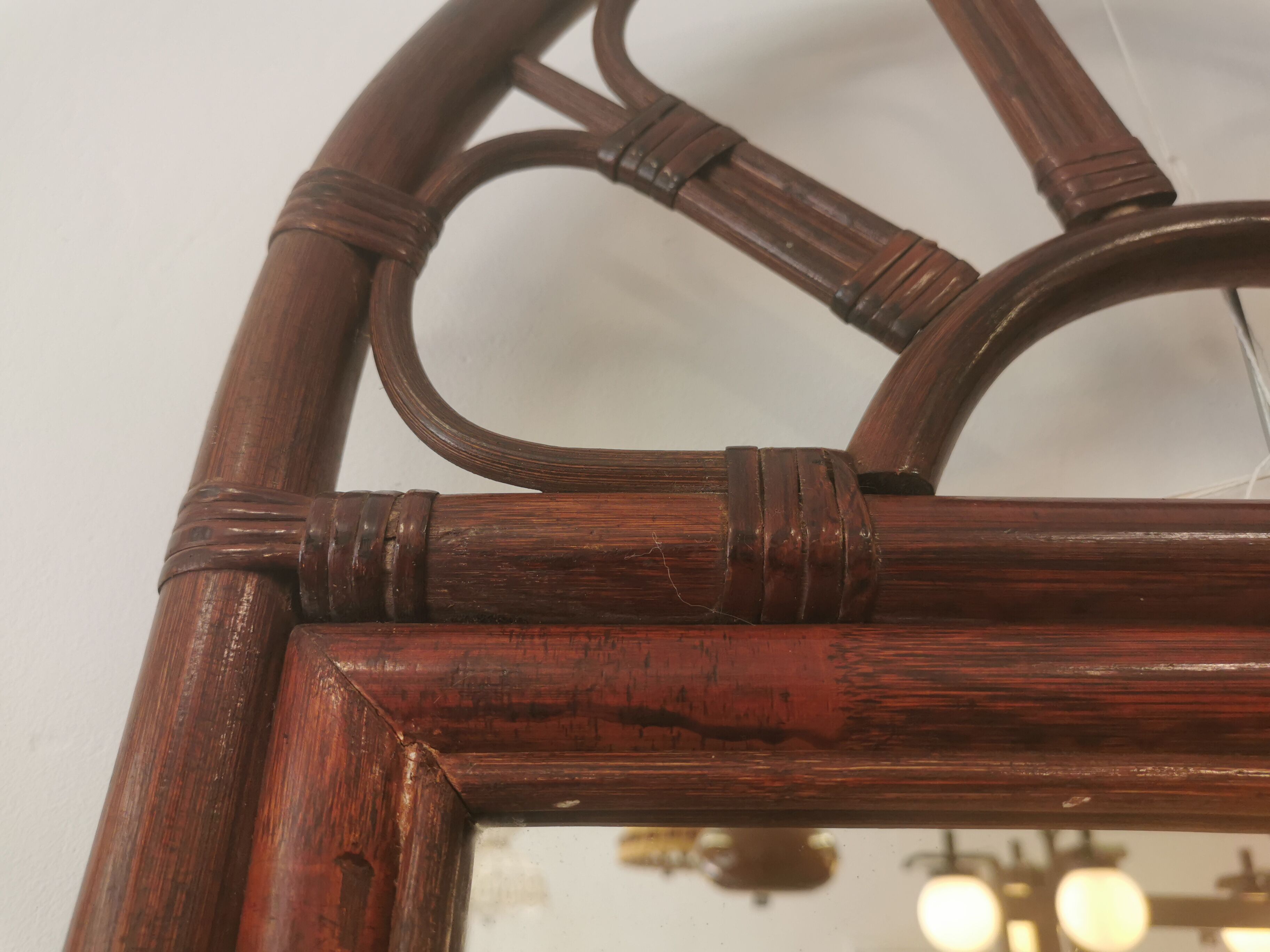 Vintage bamboo and rattan mirror 70, 100x50cm