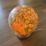 Light earth globe in vintage J-Forest glass from the 1940s