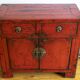 Buffet in ancient Chinese elm, lacquered red.
