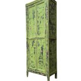 Antique Parisian bonnet wardrobe with khaki patina