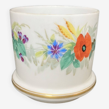Vintage opaline flowerpot with 20th century wildflower decor