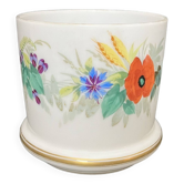 Vintage opaline flowerpot with 20th century wildflower decor