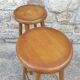 Pair of solid wood bar top stools