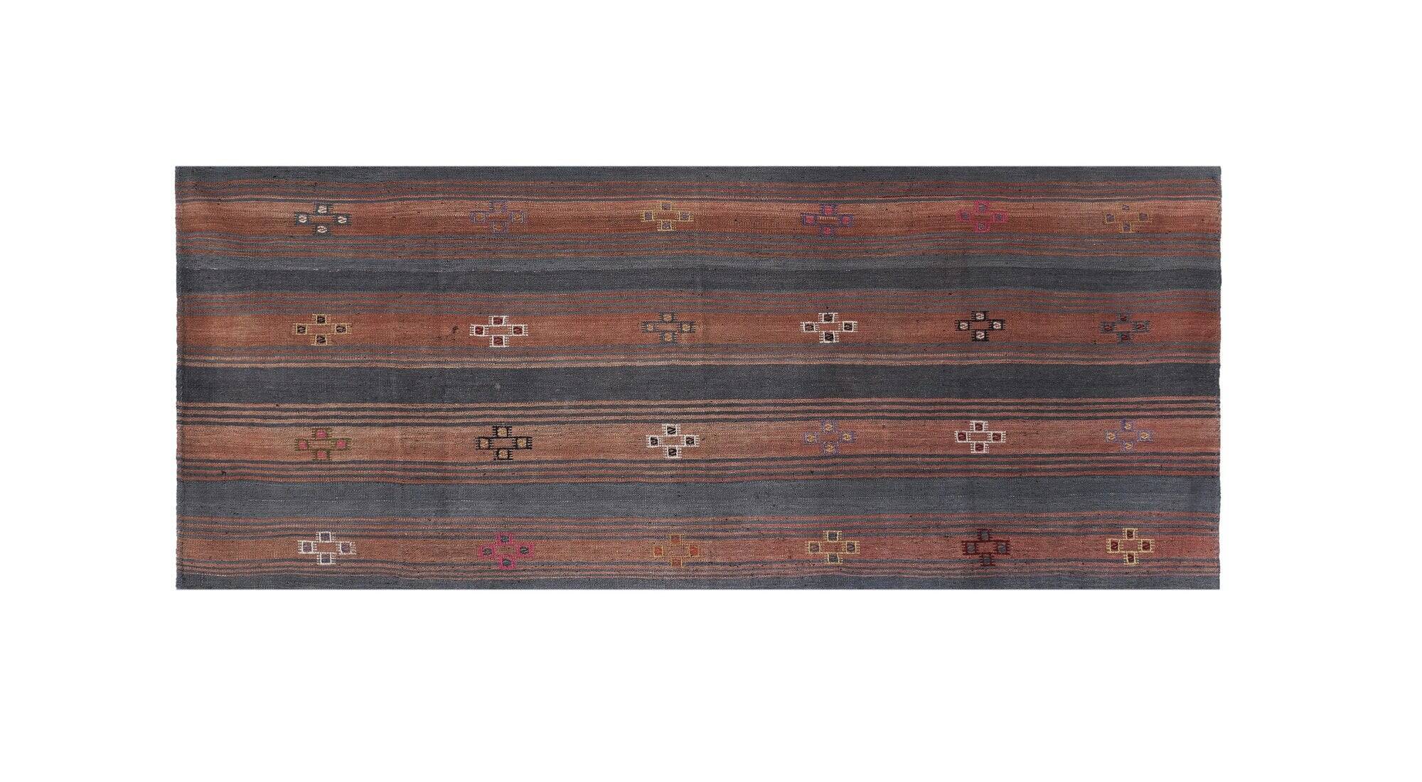 Vintage Turkish kilim, handwoven, 120x286 cm.