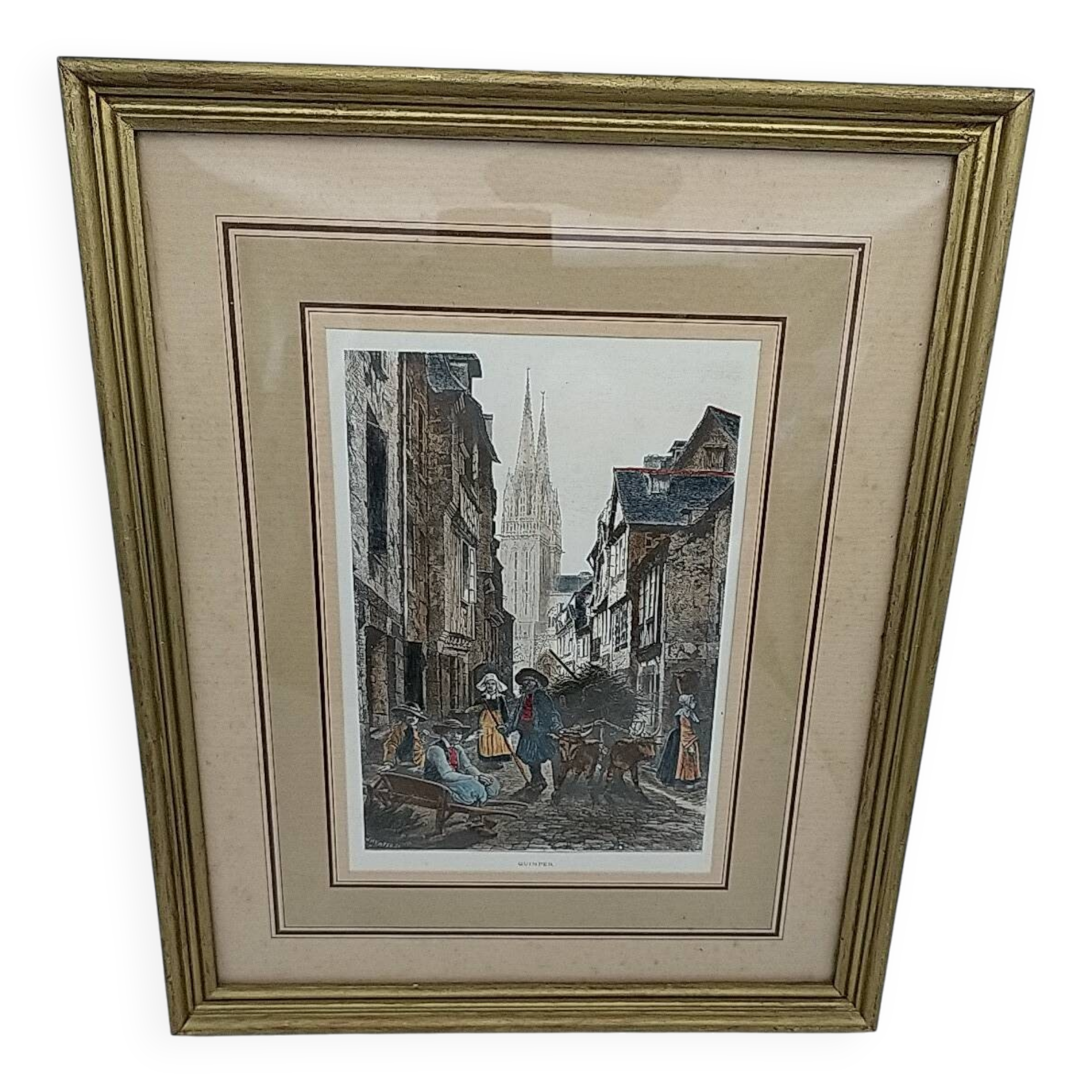 Engraving from Quimper. Late 19th century.