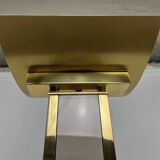 70s floor lamp in brass and smoked plexiglass, Hollywood Regency