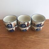 6 Tasses/gobelets À Thé Traditionnel Chinois En Grès Vintage Fleurs De Coton