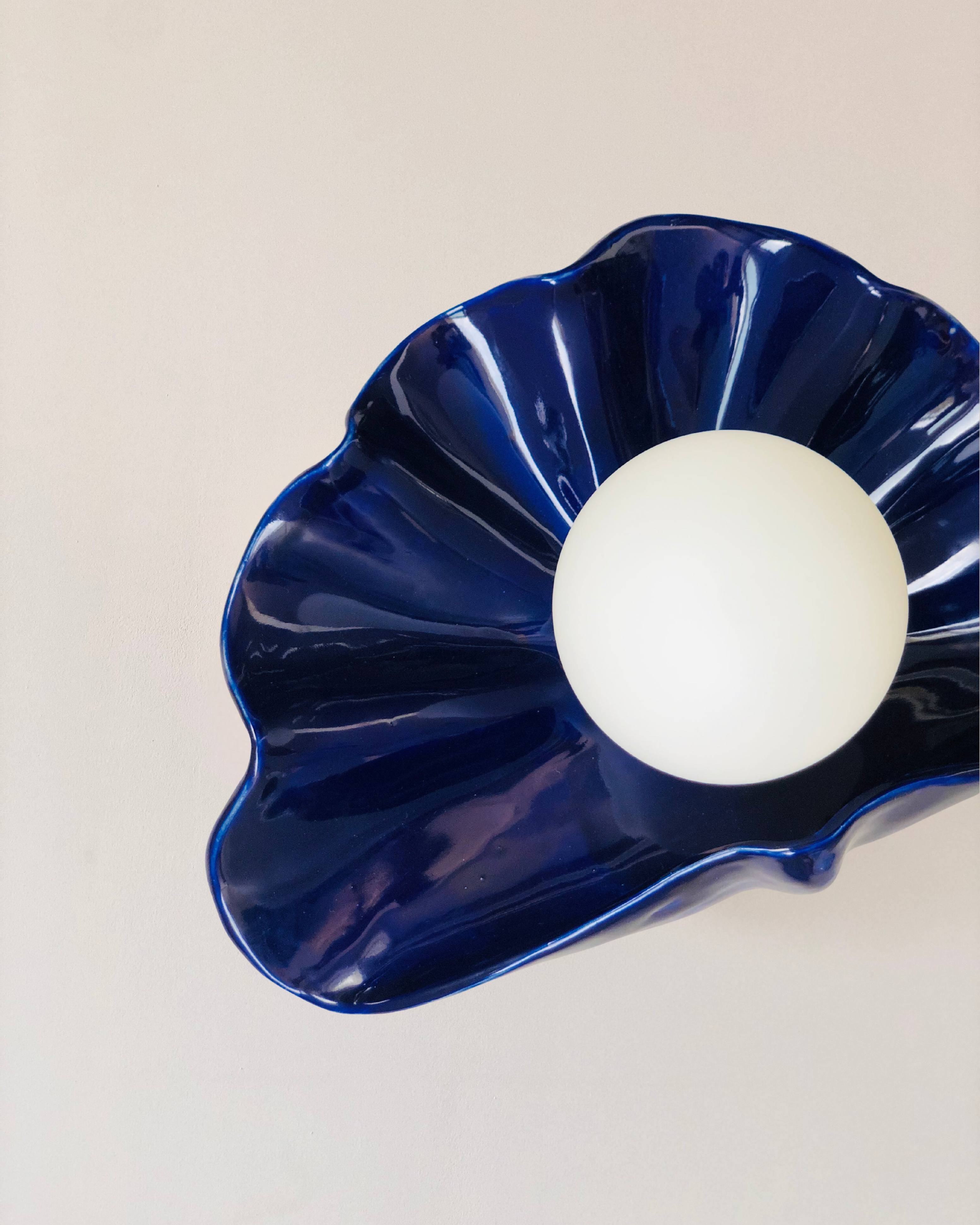 Square Ceramic Wall Light Coco - Concha Blue of Sèvres