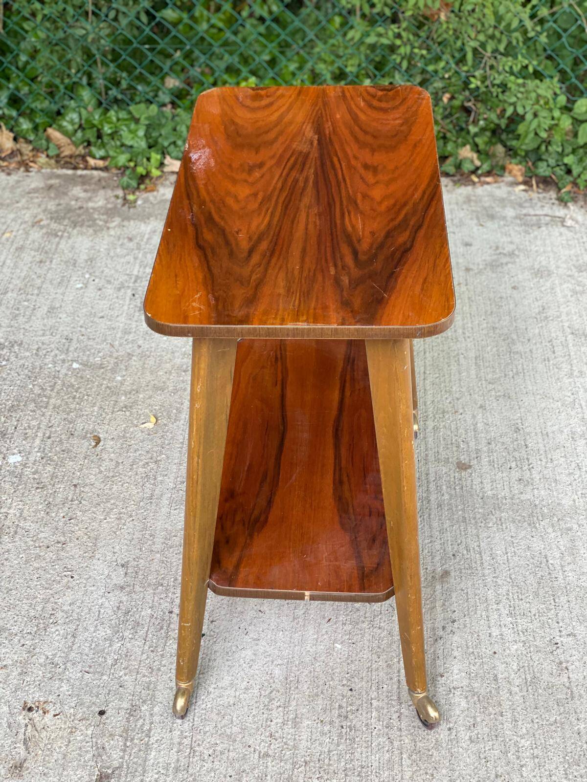 Scandinavian art deco serving trolley 1950 double top gilded rosewood